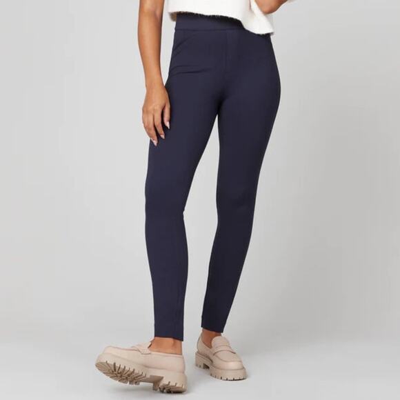 SPANX Pants - Spanx The Perfect Ankle Navy Blue High Rise Skinny Pull-On Pants Small Petite